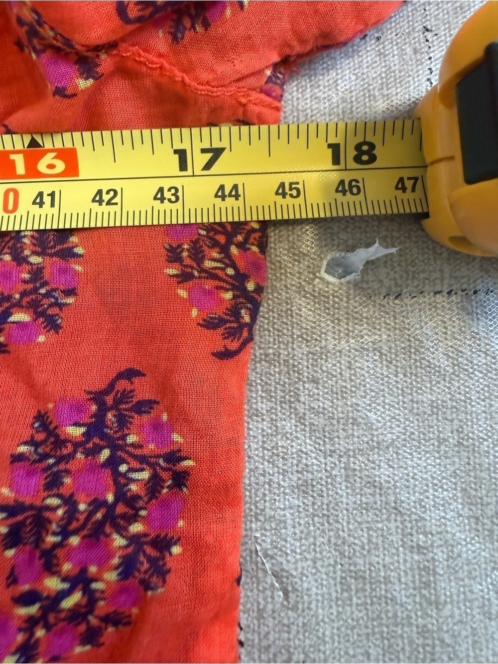 Tory Burch Evelina Floral Peasant Blouse Orange Pink Tassel Tie Cotton Size 6 - Picture 8 of 9